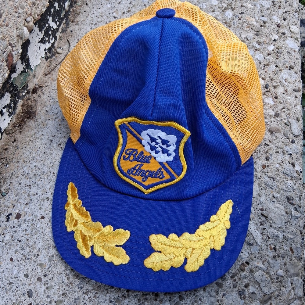 Vintage Blue Angels Snapback Mesh Trucker Hat Cap US Airshow Jets USA EUC